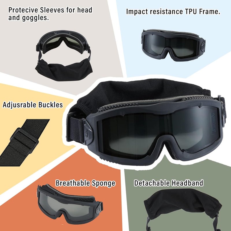 Lancer Tactical AERO Airsoft Tactical Safety Goggles ANSI Z87.1, 3mm Dual Pane Anti-Fog Lens for Hunting, Paintball, Cycling - Image 4